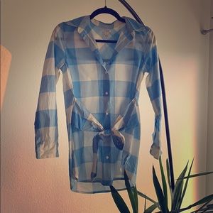 J. Crew light blue plaid long sleeve blouse